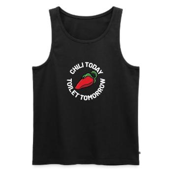 Poivrons rouges Drôle Chili Aujourd’hui Toilettes Demain Chaud S - Débardeur bio Premium Homme - noir - Devant - Michal (187cm)