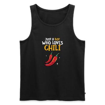 Red Pepper Hot Spicy Food Men Just A Boy Who Loves - Men's Premium Organic Tank Top - black - Front - Michal (187cm)