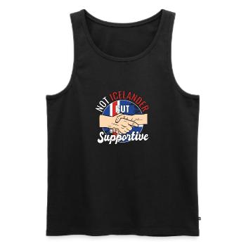 Pas islandais mais voyageur de campagne solidaire - Débardeur bio Premium Homme - noir - Devant - AI Model Male 178 light (178cm)