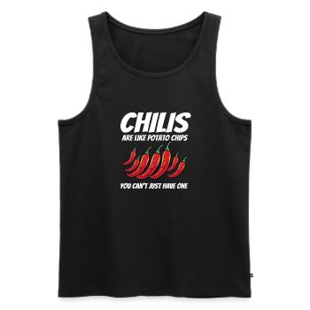 Chilis Are Like Potato Chips You Can't Just Have O - Männer Premium Bio Tank Top - Schwarz - Vorne - AI Model Male 178 light (178cm)