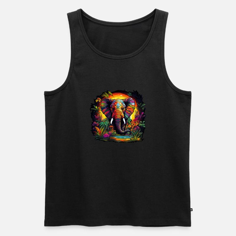 Elefanten im Dschungel - Männer Premium Bio Tank Top - Schwarz