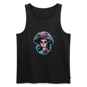 La Catrina - Débardeur bio Premium Homme - noir - Devant - AI Model Male 178 light (178cm)