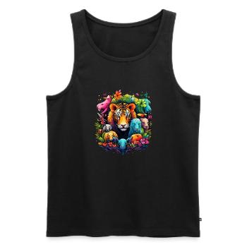 Tiger im Dschungel - Männer Premium Bio Tank Top - Schwarz - Vorne - AI Model Male 178 light (178cm)
