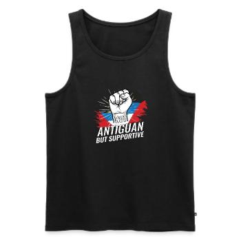 Not Antiguan But Supportive Antigua Flag Country - Men's Premium Organic Tank Top - black - Front - Michal (187cm)