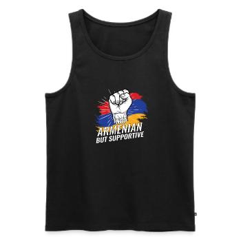 Pas arménien mais favorable Arménie pays drapeau - Débardeur bio Premium Homme - noir - Devant - AI Model Male 178 light (178cm)
