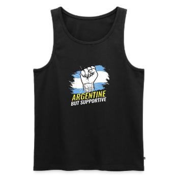 Pas argentin mais un drapeau argentin de soutien - Débardeur bio Premium Homme - noir - Devant - AI Model Male 178 light (178cm)