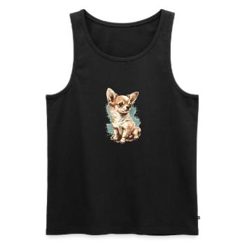 Chihuahua | Maman Chien Drôle Mignon Beau Motif - Débardeur bio Premium Homme - noir - Devant - Michal (187cm)