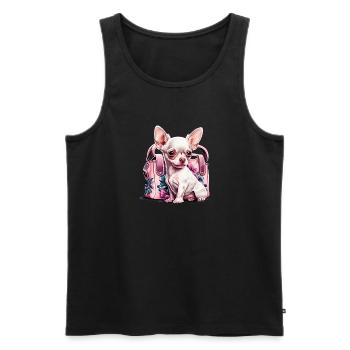Pink Chihuahua | Rosa Handtasche Welpe Girlie - Männer Premium Bio Tank Top - Schwarz - Vorne - AI Model Male 178 light (178cm)