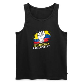 Pas équatorien mais favorable au drapeau équatorien - Débardeur bio Premium Homme - noir - Devant - Michal (187cm)