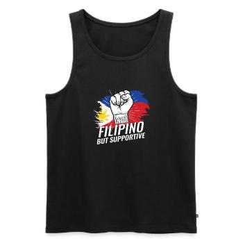 Pas philippin mais favorable au drapeau philippin - Débardeur bio Premium Homme - noir - Devant - AI Model Male 178 light (178cm)