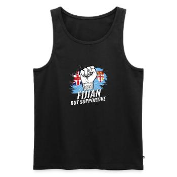 Pas fidjien mais un pays de drapeau fidjien favorable - Débardeur bio Premium Homme - noir - Devant - AI Model Male 178 light (178cm)