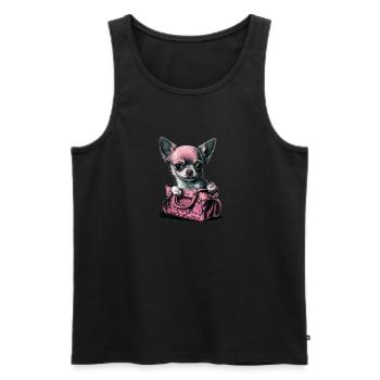 Pink Chihuahua | Rosa Handtasche Welpe Girlie - Männer Premium Bio Tank Top - Schwarz - Vorne - AI Model Male 178 light (178cm)