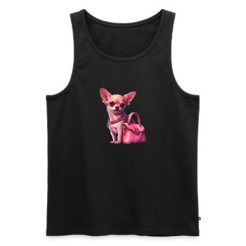Pink Chihuahua | Rosa Handtasche Welpe Girlie - Männer Premium Bio Tank Top - Schwarz - Vorne - AI Model Male 178 light (178cm)