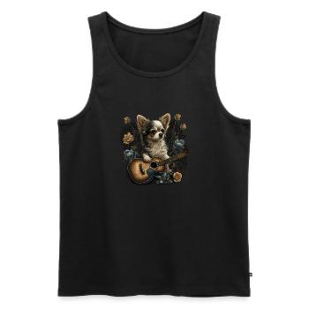 Chihuahua | Ukulele Guitar Hawaii Aloha Violine - Men's Premium Organic Tank Top - black - Front - Michal (187cm)