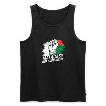 Not Malagasy But Supportive Madagascar Flag - Männer Premium Bio Tank Top - Schwarz - Vorne - Michal (187cm)