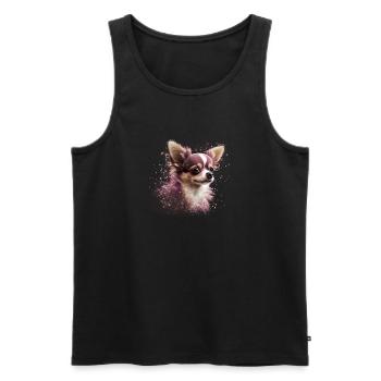 Chihuahua | Pink Jolie Rose Maman Femme ignon - Débardeur bio Premium Homme - noir - Devant - Michal (187cm)