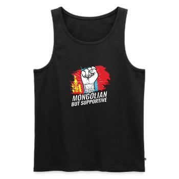 Pas mongol mais soutien au drapeau mongol - Débardeur bio Premium Homme - noir - Devant - AI Model Male 178 light (178cm)