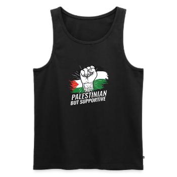 Pas palestinien mais un drapeau palestinien de soutien - Débardeur bio Premium Homme - noir - Devant - Michal (187cm)