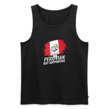 Pas péruvien mais favorable au Pérou - Débardeur bio Premium Homme - noir - Devant - AI Model Male 178 light (178cm)