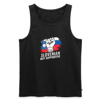 Pas slovène mais favorable au drapeau slovène - Débardeur bio Premium Homme - noir - Devant - Michal (187cm)