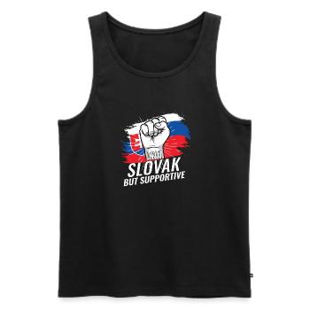 Not Slovak But Supportive Slovakia Flag Country - Männer Premium Bio Tank Top - Schwarz - Vorne - AI Model Male 178 light (178cm)