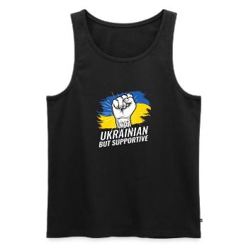 Not Ukrainian But Supportive Ukraine Flag Country - Männer Premium Bio Tank Top - Schwarz - Vorne - Michal (187cm)