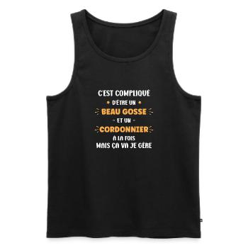 Super cordonnier - Débardeur bio Premium Homme - noir - Devant - AI Model Male 178 light (178cm)