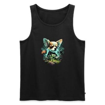 Chihuahua | Jeu Vidéo Amusant Gamer Comic Chien - Débardeur bio Premium Homme - noir - Devant - Michal (187cm)