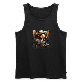 Chihuahua | Race Racing Car Funny Dog Mechanic - Men's Premium Organic Tank Top - black - Front - AI Model Male 178 light (178cm)