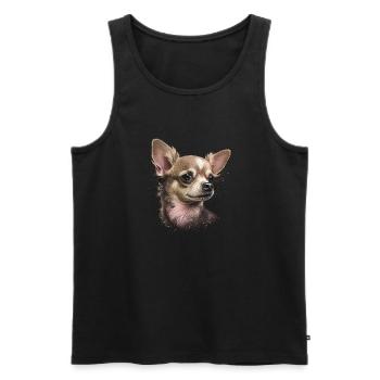 Chihuahua | Pink Jolie Rose Maman Femme ignon - Débardeur bio Premium Homme - noir - Devant - Michal (187cm)