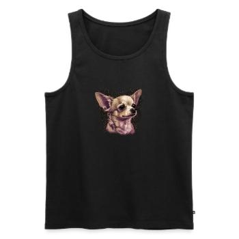 Chihuahua | Pink Jolie Rose Maman Femme ignon - Débardeur bio Premium Homme - noir - Devant - Michal (187cm)