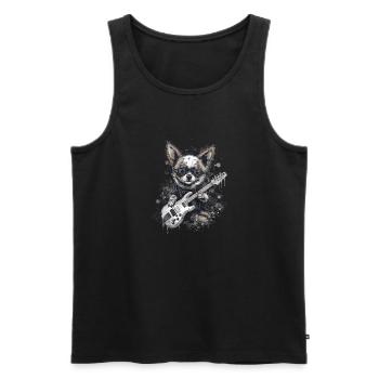 Chihuahua | Aloha Ukulélé Hawaï Guitare Chien - Débardeur bio Premium Homme - noir - Devant - Michal (187cm)