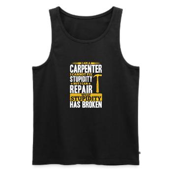 Tischler Ich kann Dummheit nicht Reparieren - Männer Premium Bio Tank Top - Schwarz - Vorne - Michal (187cm)