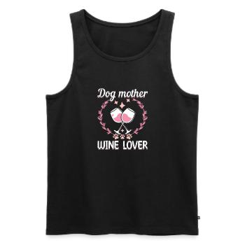 Dog mother and wine lover - Men's Premium Organic Tank Top - black - Front - AI Model Male 178 light (178cm)