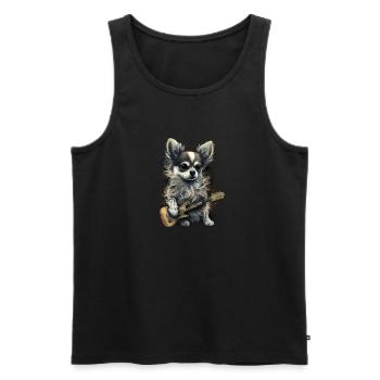 Chihuahua | Ukulele Guitar Hawaii Aloha Violine - Men's Premium Organic Tank Top - black - Front - Michal (187cm)