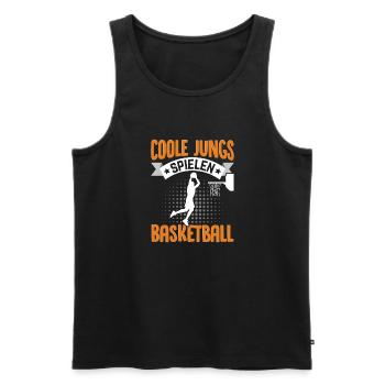 Coole Jungs spielen Basketball Geschenkidee - Männer Premium Bio Tank Top - Schwarz - Vorne - Michal (187cm)