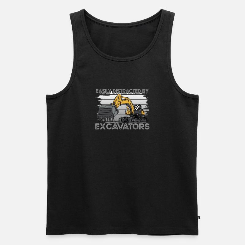 Distracted By Excavators Bagger - Männer Premium Bio Tank Top - Schwarz