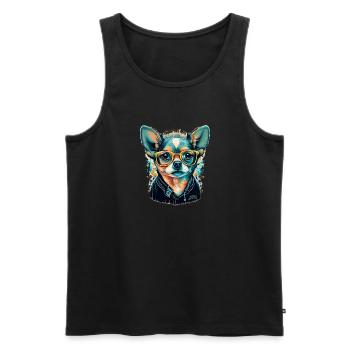 Chihuahua - Hipster Glasses Cool Dog Cute Modern - Men's Premium Organic Tank Top - black - Front - Michal (187cm)