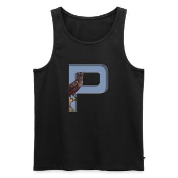 Alphabet, letter P with Parrot - Men's Premium Organic Tank Top - black - Front - Michal (187cm)