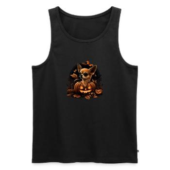Chihuahua Costume d'Halloween - Citrouille - Débardeur bio Premium Homme - noir - Devant - Michal (187cm)