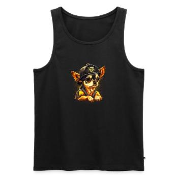 Chihuahua - Pompier Chien Cool Hommes Chapeau Feu - Débardeur bio Premium Homme - noir - Devant - Michal (187cm)