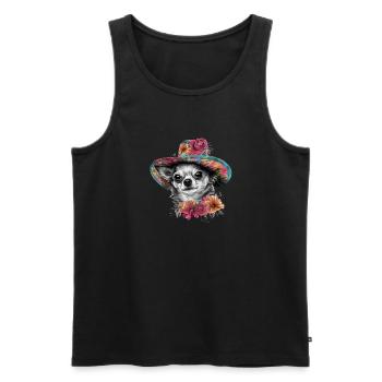 Chihuahua - Englische Dame Frauen Kleid Hund - Männer Premium Bio Tank Top - Schwarz - Vorne - Michal (187cm)