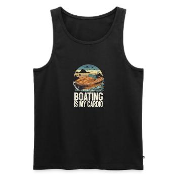 La navigation de plaisance est ma citation Cardio Lake Life Motorboating - Débardeur bio Premium Homme - noir - Devant - Michal (187cm)