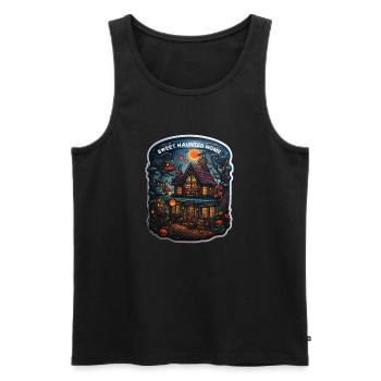 Mignon Maison hantée mignon Halloween autocollant citrouille - Débardeur bio Premium Homme - noir - Devant - Michal (187cm)