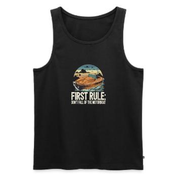 Funny Boat Captain First Rule Don't Fall Of The - Männer Premium Bio Tank Top - Schwarz - Vorne - Michal (187cm)