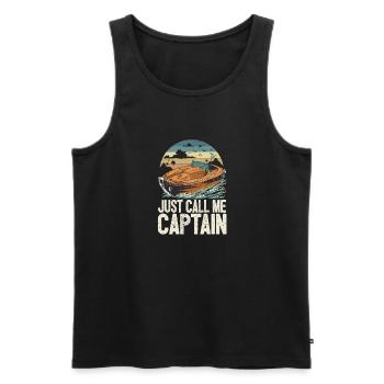 Appelez-moi simplement Captain Pontoon King Motorboating - Débardeur bio Premium Homme - noir - Devant - AI Model Male 178 light (178cm)