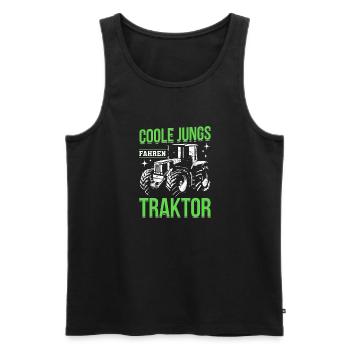 Coole Jungs fahren Traktor für jeden Traktorfan - Männer Premium Bio Tank Top - Schwarz - Vorne - Michal (187cm)
