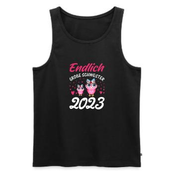 Endlich große Schwester 2023 - Männer Premium Bio Tank Top - Schwarz - Vorne - Michal (187cm)