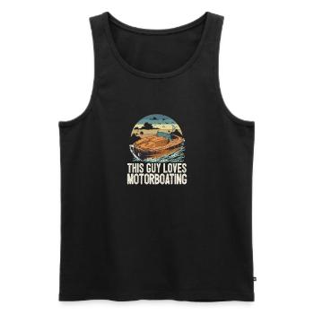 This Guy Loves Motorboating Pontoon King Funny - Männer Premium Bio Tank Top - Schwarz - Vorne - AI Model Male 178 light (178cm)