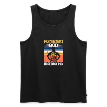 Psychiatre Bod Like A Dad Bod Drôle de psychiatrie - Débardeur bio Premium Homme - noir - Devant - AI Model Male 178 light (178cm)